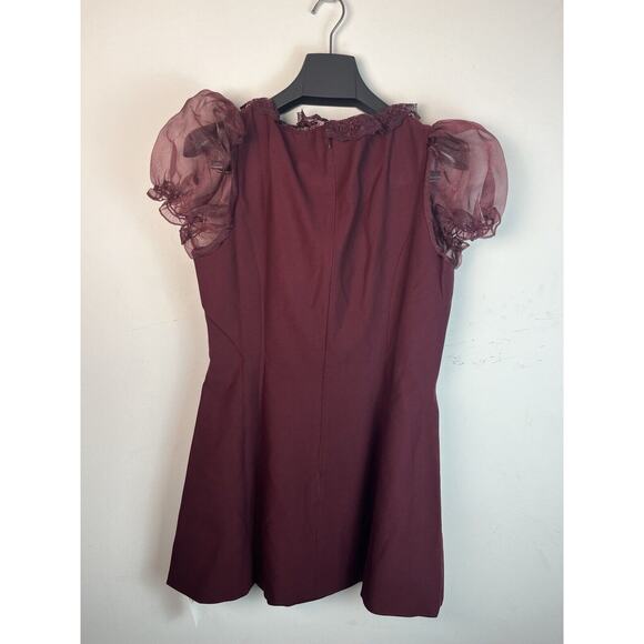Reformation x Kacey Musgraves Bunny Mini Dress Chianti Burgundy Red Size 10P - Picture 2 of 9